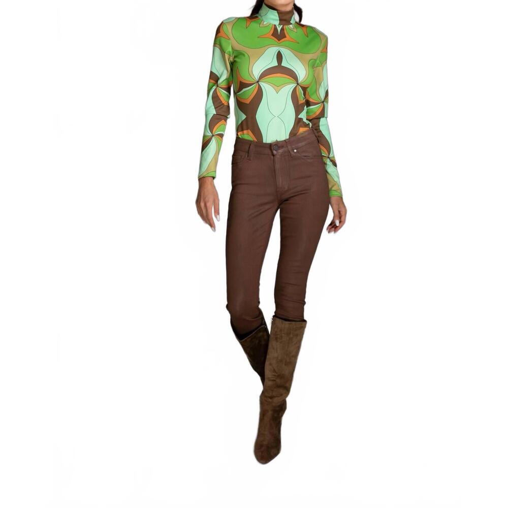 NEW NUVULA long sleeve turtleneck bodysuit in abstract green